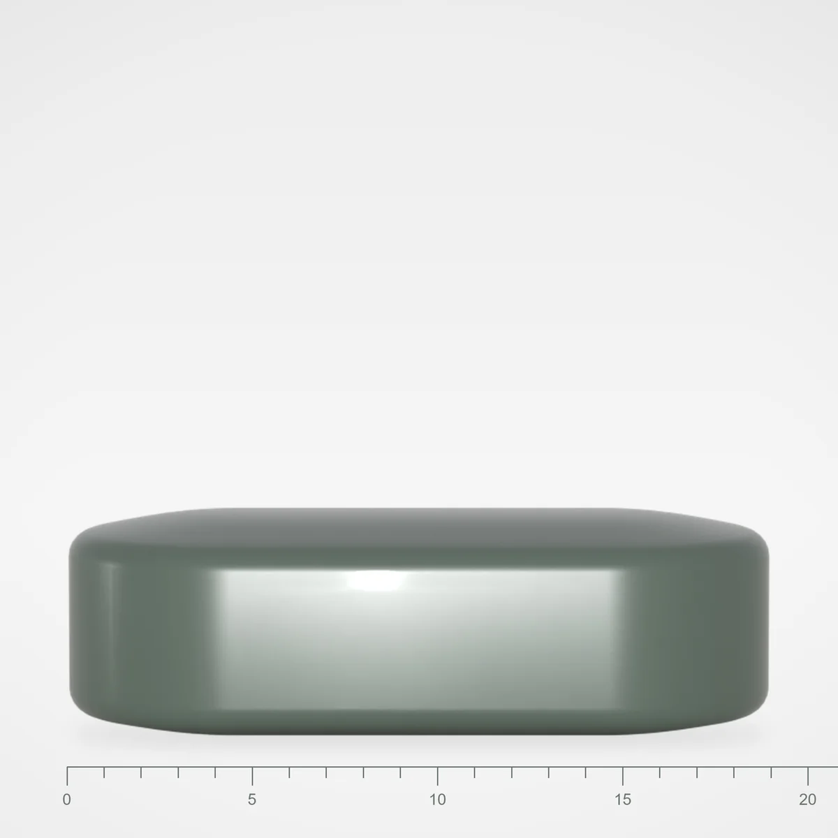 Az Active Men filmtabletta oldalnézetből, milliméter-skálával — 19 × 9 mm