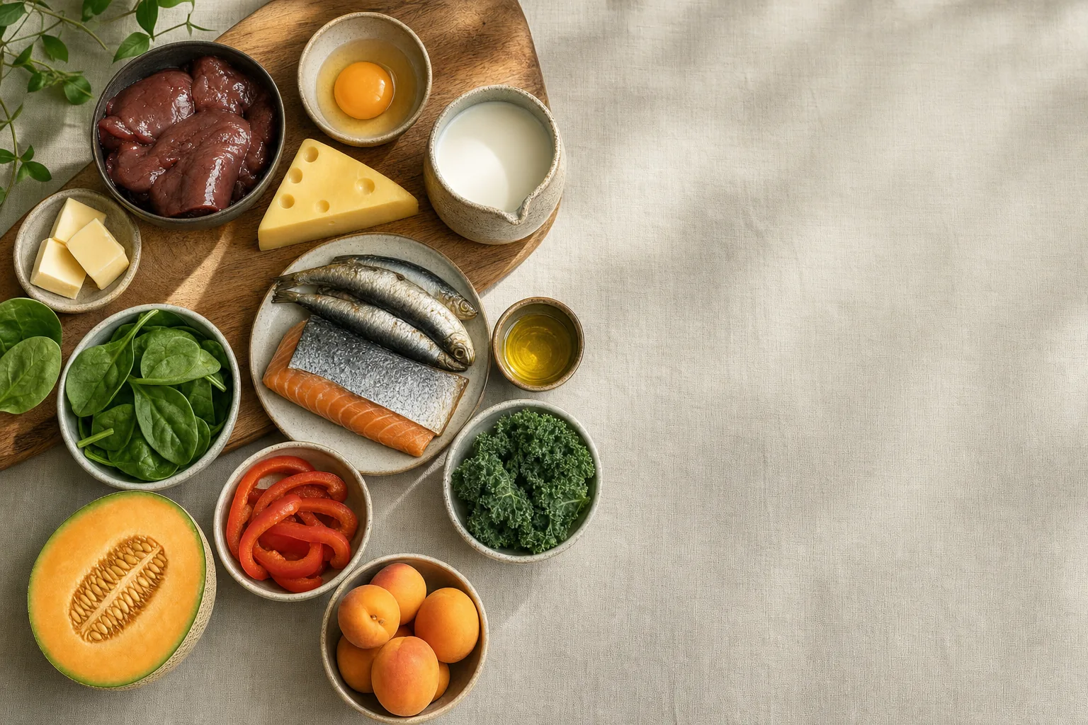 A-vitamin: táplálékforrások csendélete