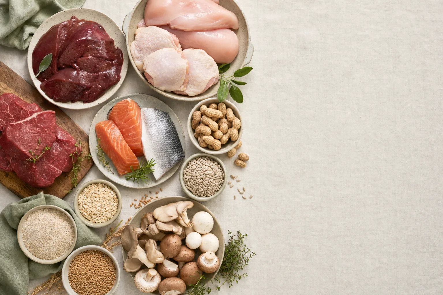 B3-vitamin (niacin): táplálékforrások csendélete