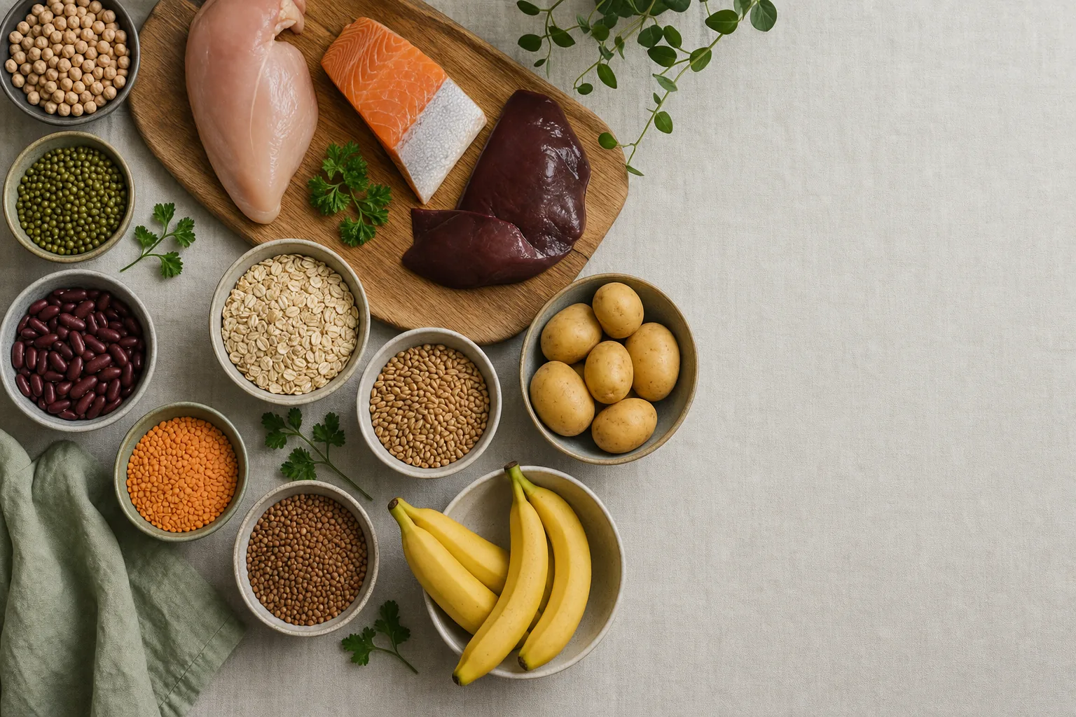B6-vitamin: táplálékforrások csendélete