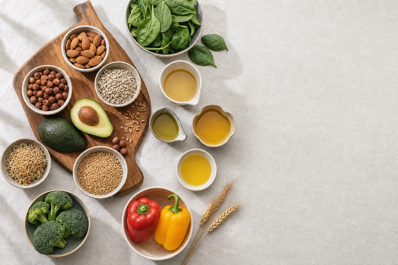 E-vitamin: táplálékforrások csendélete