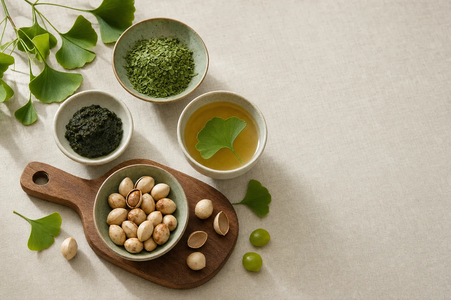 Ginkgo biloba: formák és források csendélete