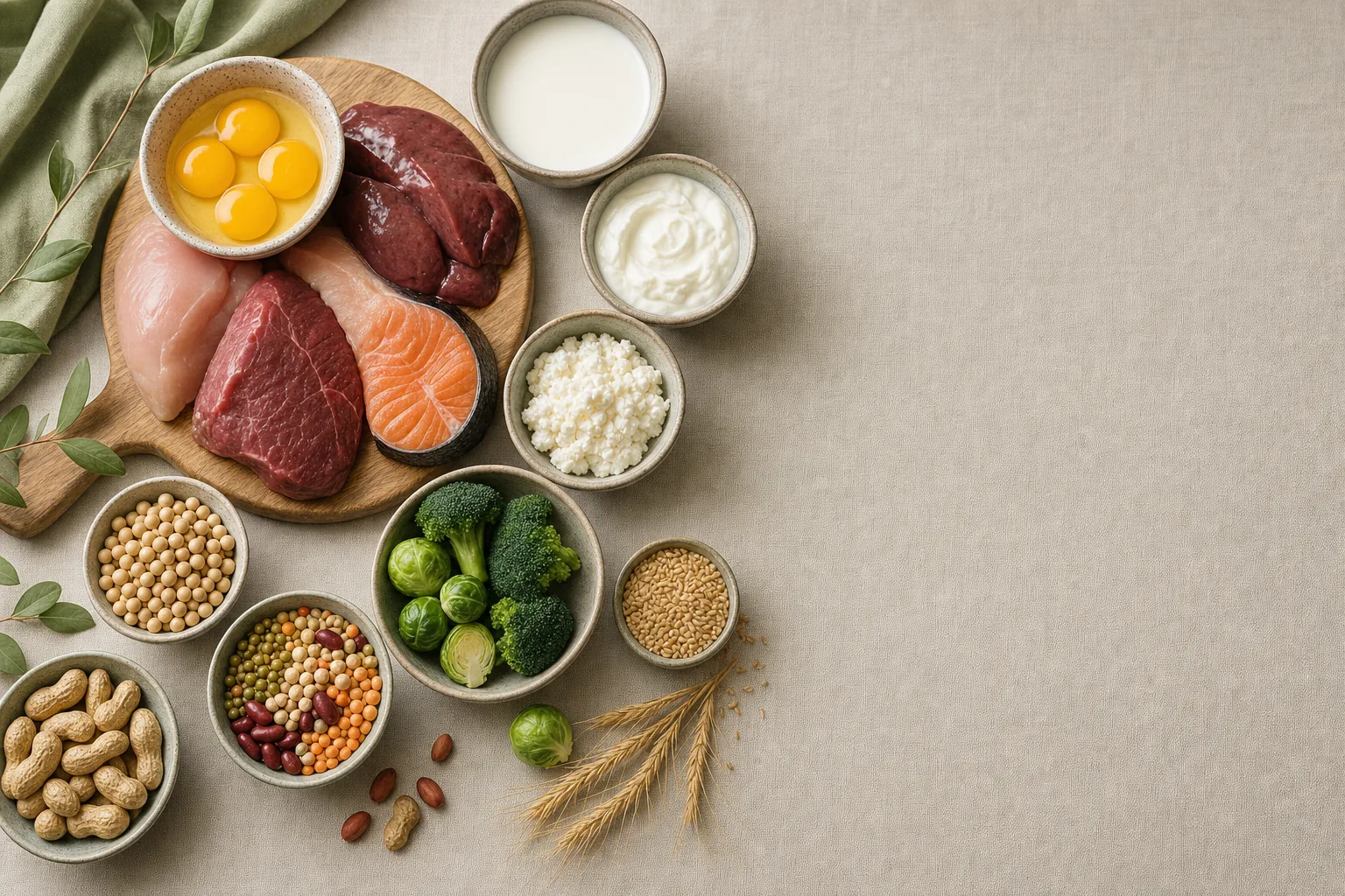 Kolin (vitaminszerű anyag): táplálékforrások csendélete