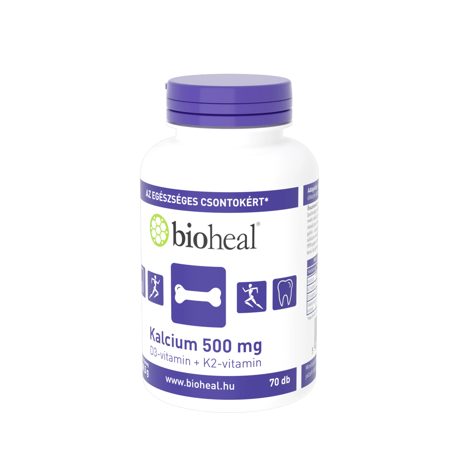 Bioheal® Kalcium 500 mg + D3 + K2 filmtabletta (70 db)