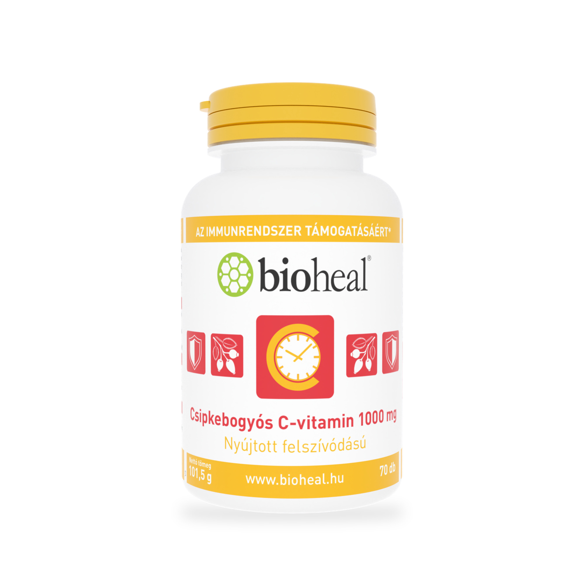 Bioheal® C-vitamin 1000 mg + csipkebogyó kivonat (nyújtott felszívódású) (70db)