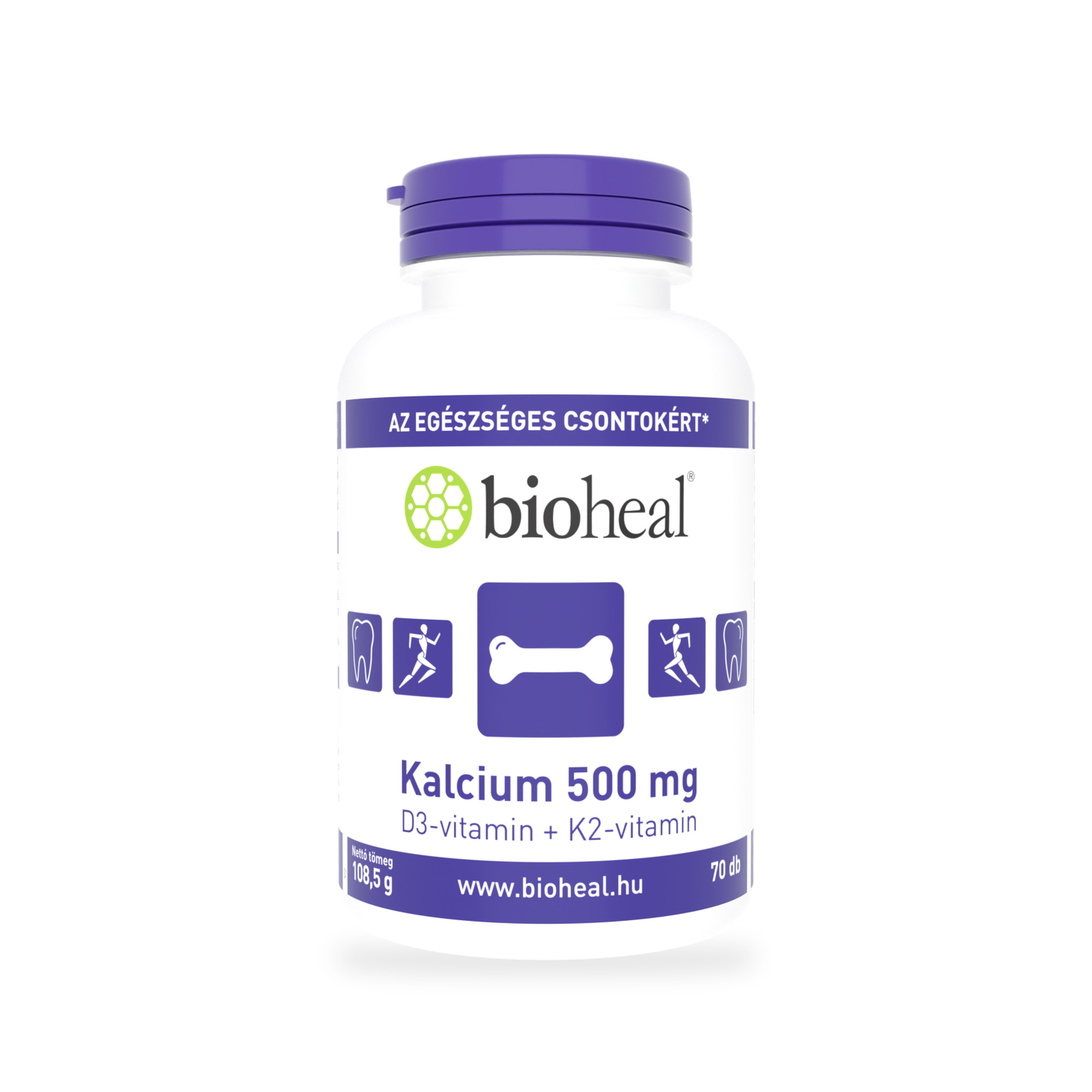Bioheal® Kalcium 500 mg + D3-vitamin + K2-vitamin (70db)