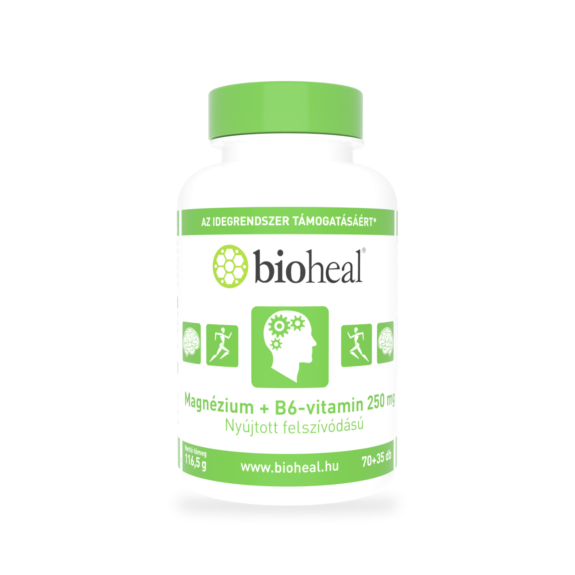 Bioheal® Magnézium+ B6 vitamin szerves nyújtott felszívódású (70+35db)