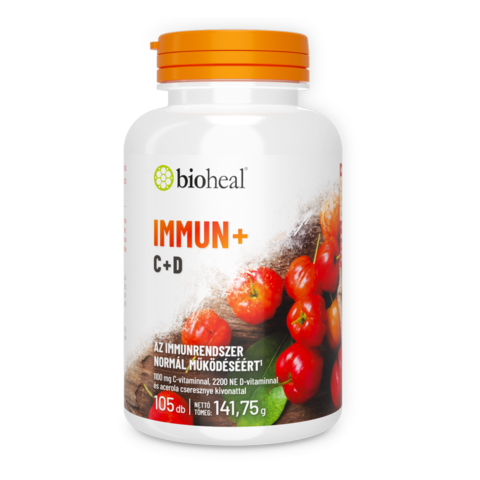 Immun+ C+D (Acerolás C-vitamin 1100 mg + D3-vitamin 2200 NE) (105 db)