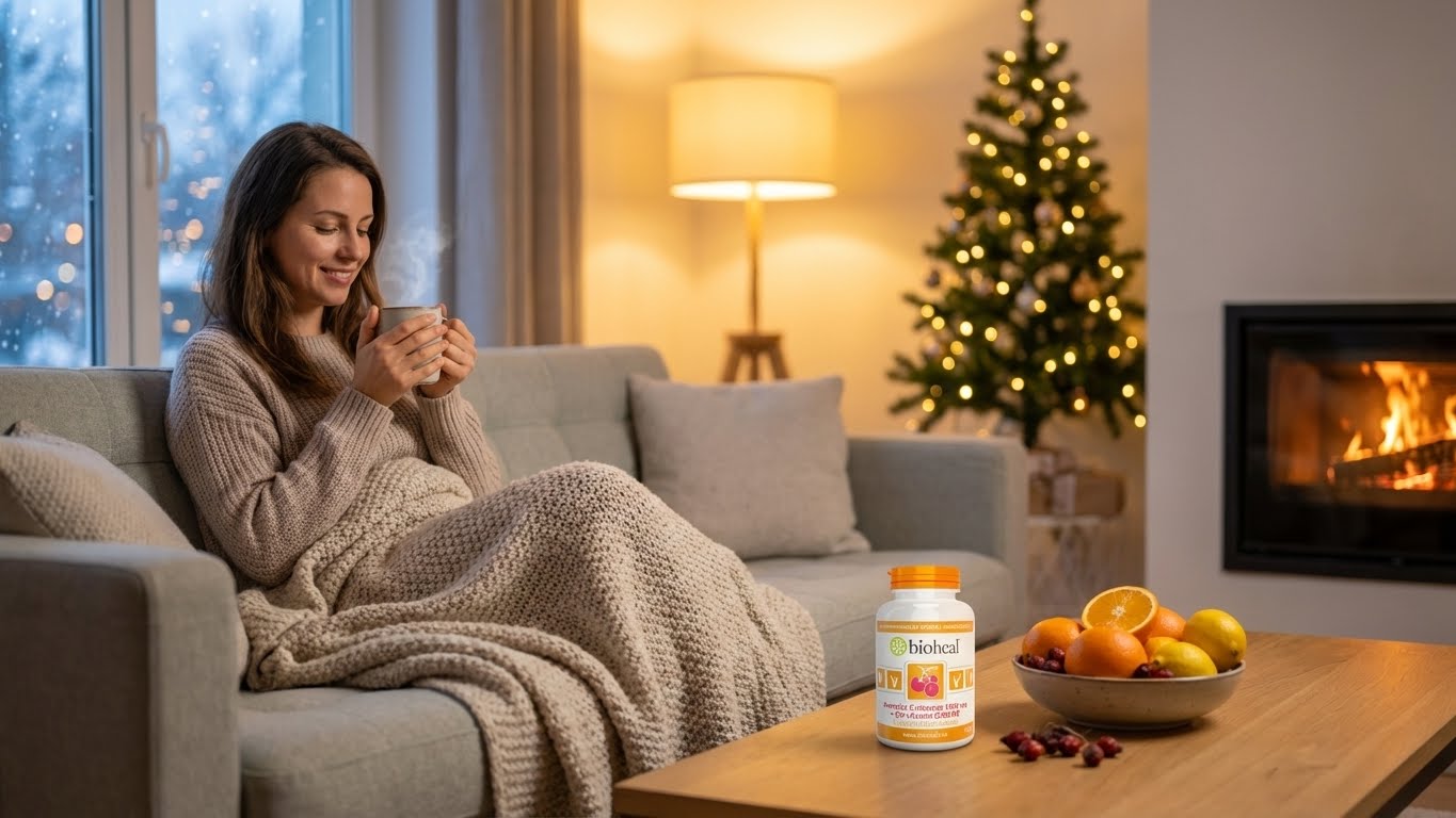 Fiatal nő puha takaróba burkolózva