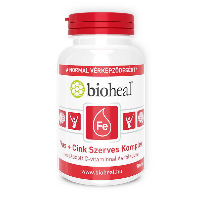 Bioheal Vas + Cink Szerves Komplex (70 db) – AJÁNDÉK, ha Q10 + Szelén a kosárban