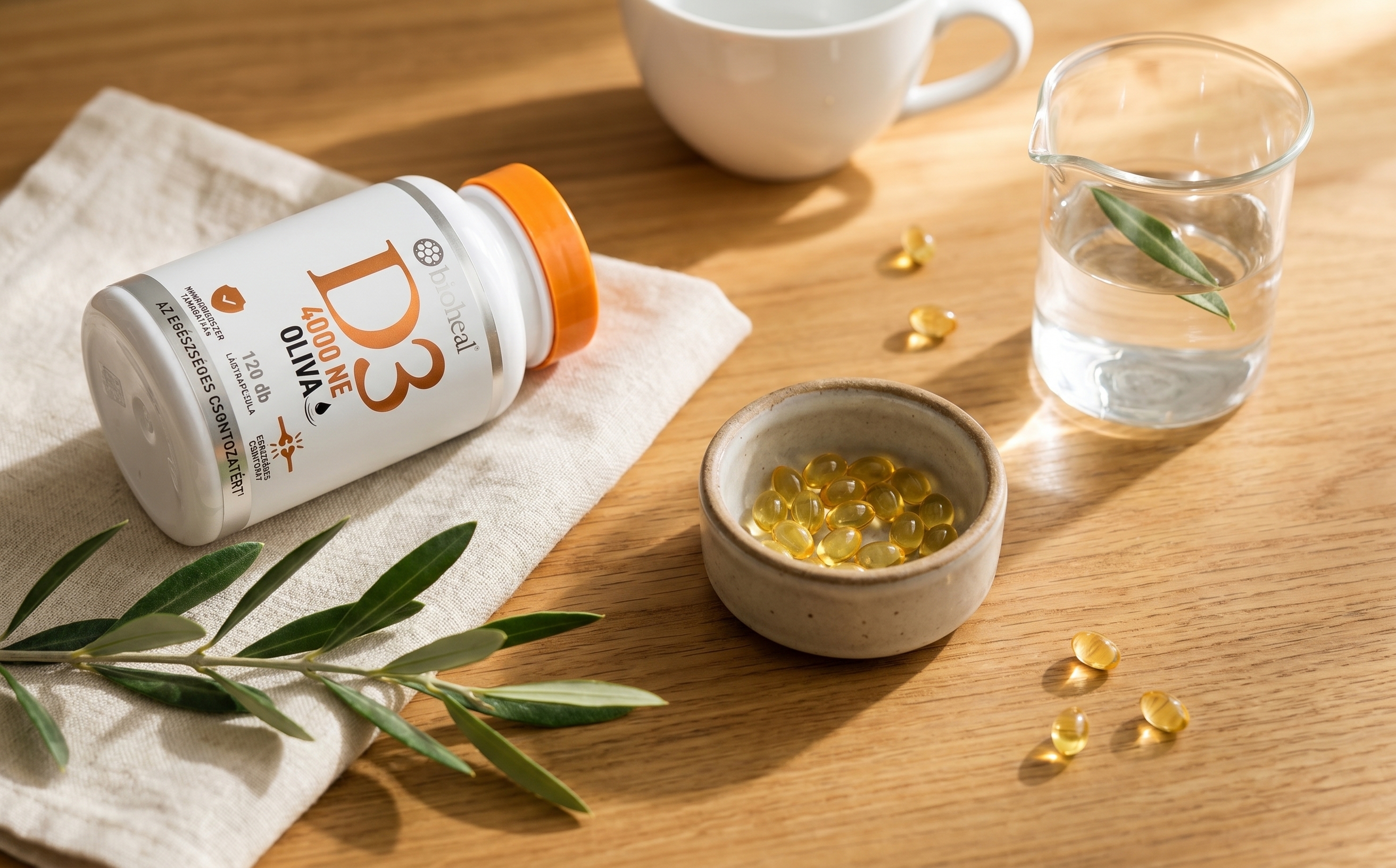 Bioheal® Olíva D3 4000 NE — termékkép természetes fényben