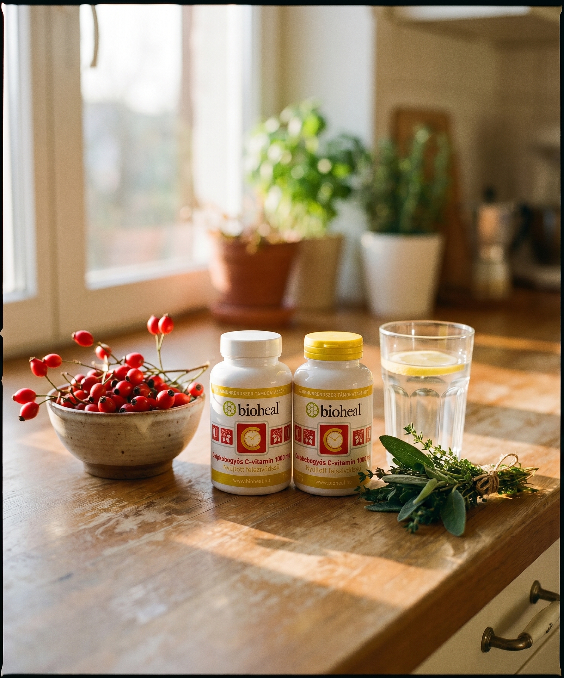 Bioheal Csipkebogyós C-vitamin családi csomag — reggeli kompozíció