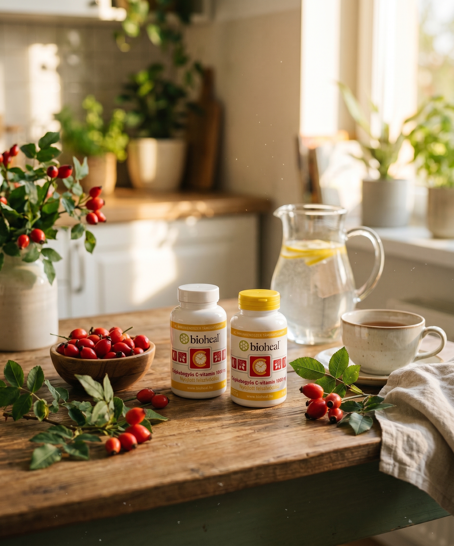 Bioheal Csipkebogyós C-vitamin családi csomag — kerti terítés